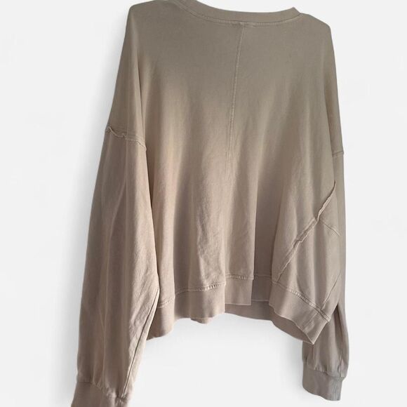 Easel Cream Flower Patch Washed Terry Oversized Pullover Relaxed Boho Large - Picture 5 of 6